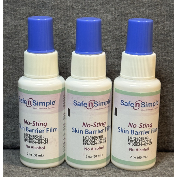 (3) Safe N Simple SNS80792 No-Sting Skin Barrier Film Sprays 2oz Exp 2027 - Picture 1 of 3